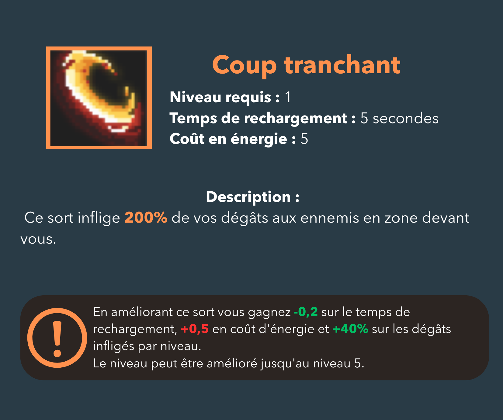 Coup tranchant, sort niveau 1, guerrier