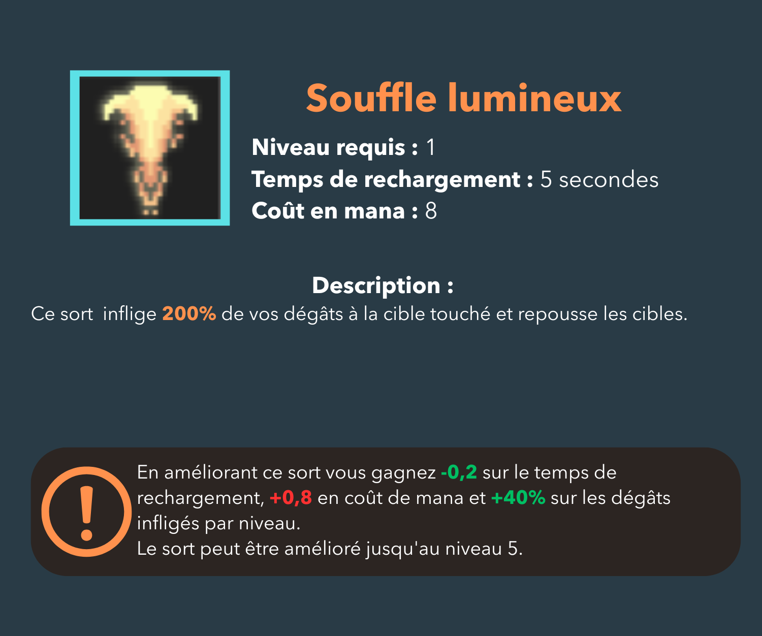 souffle lumineux, sort niveau 1, clerc